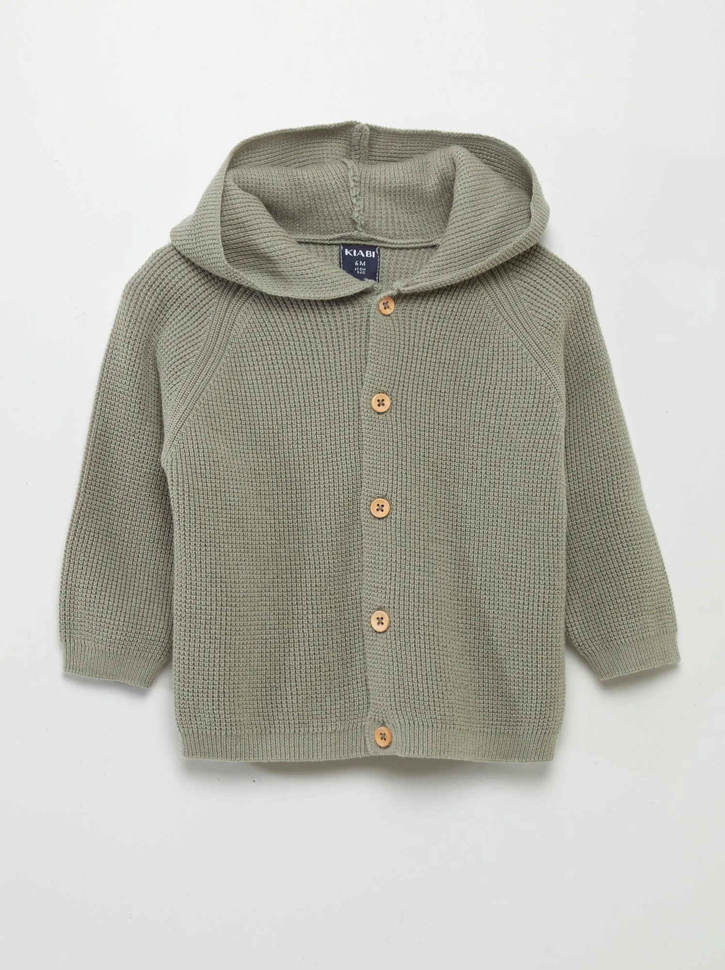 Cardigan con cappuccio lavorato a maglia - VERDE
