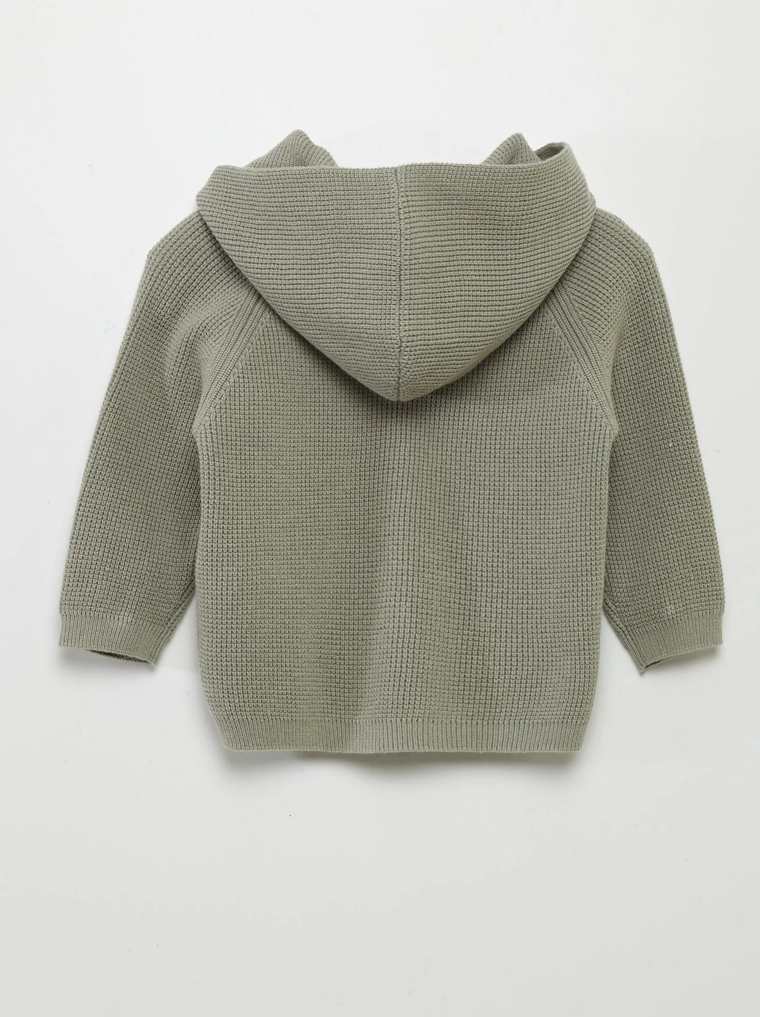 Cardigan con cappuccio lavorato a maglia - VERDE