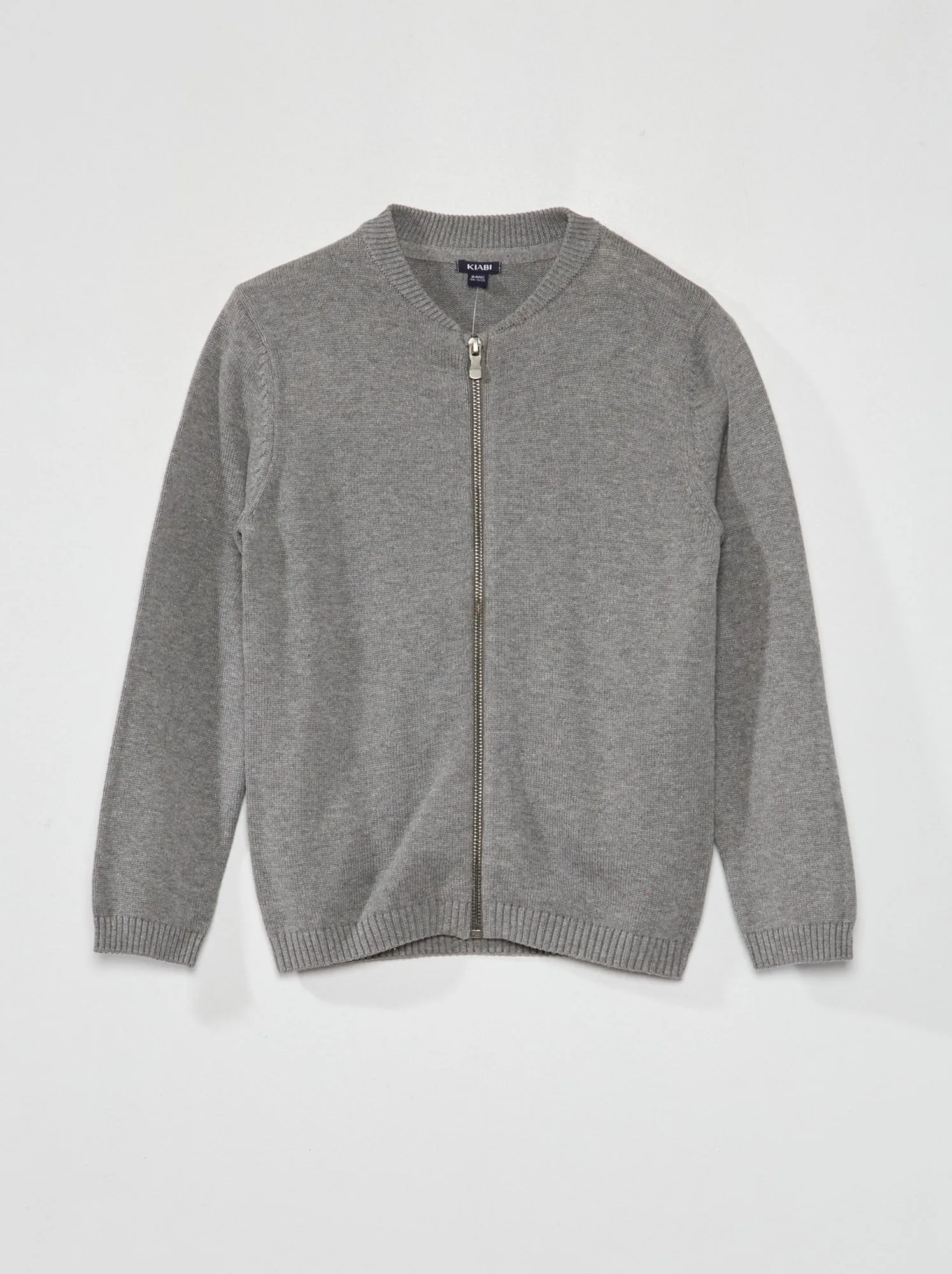 Cardigan con zip in maglia - GRIGIO