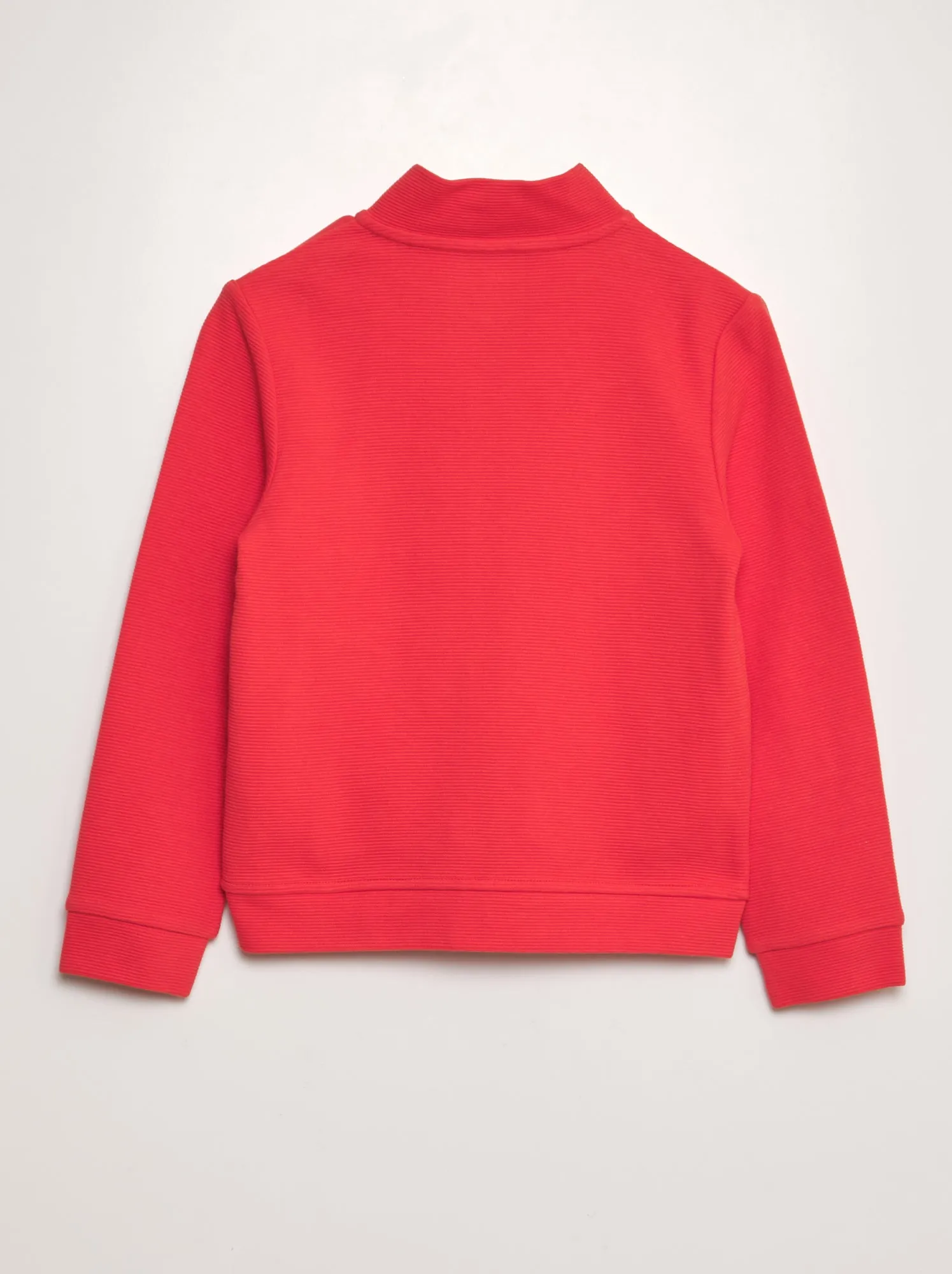 Cardigan con zip in maglia ottoman - ROSSO