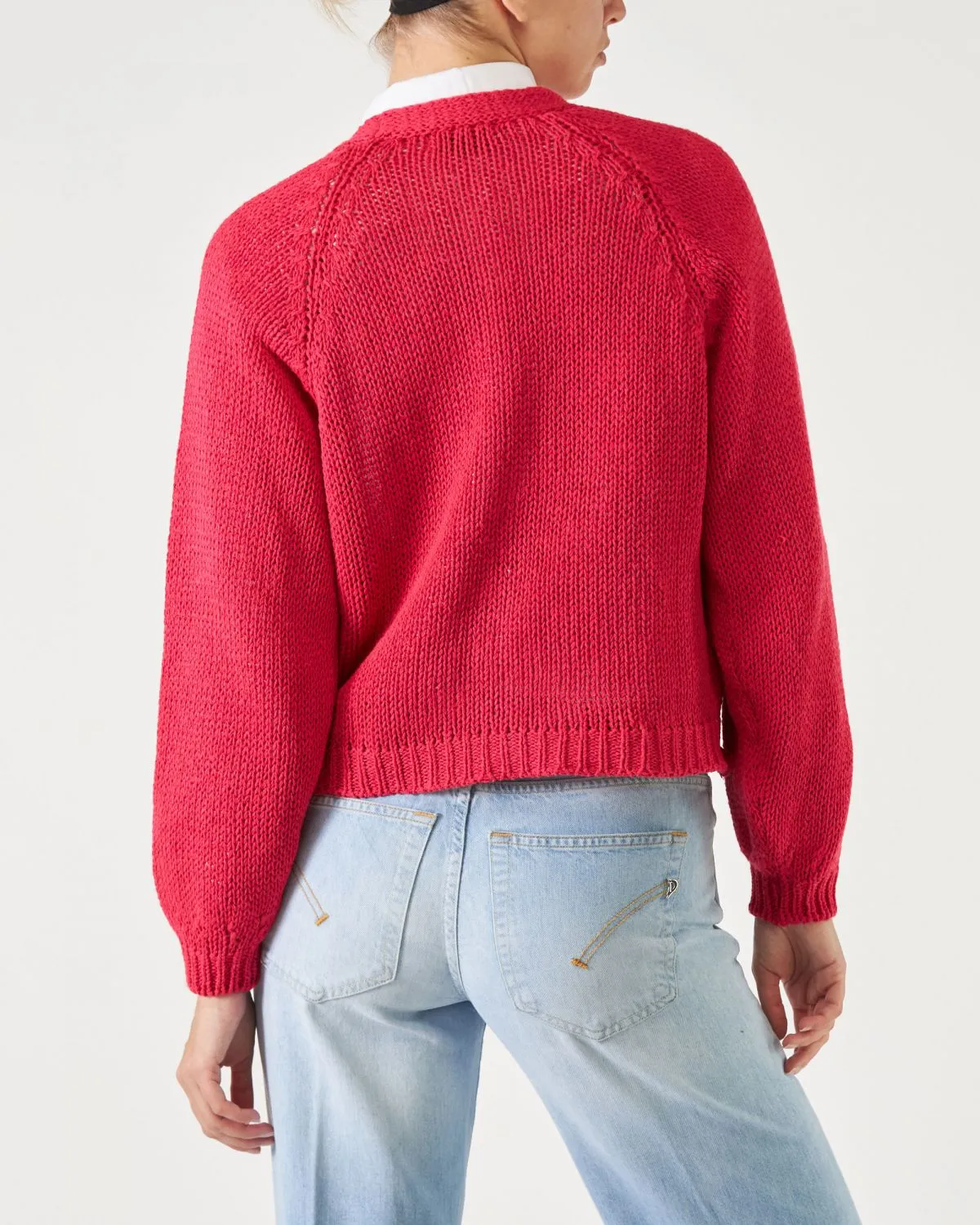 Cardigan crop di colore rosso corallo