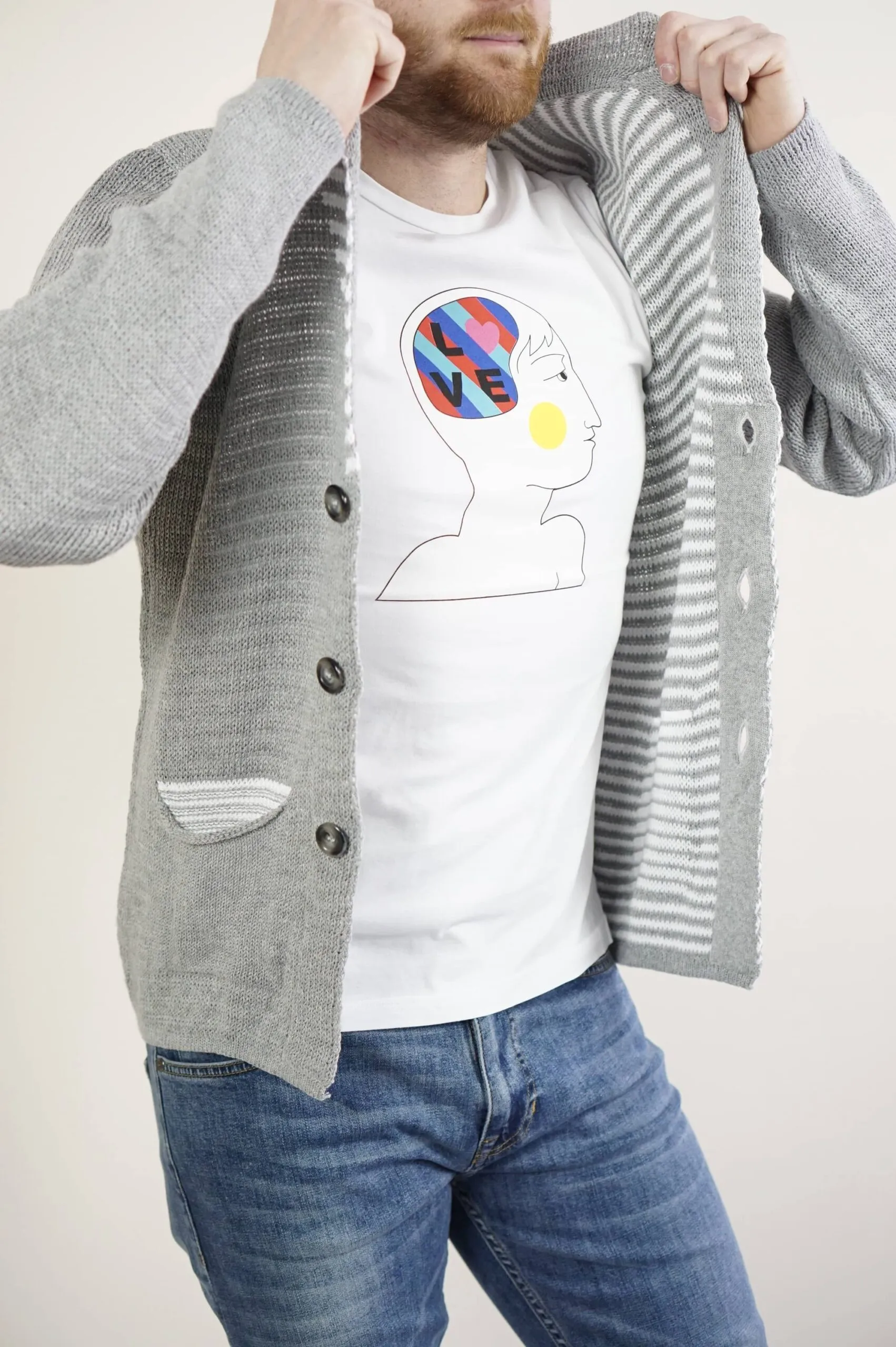 Cardigan grigio in cotone | Absolut Joy