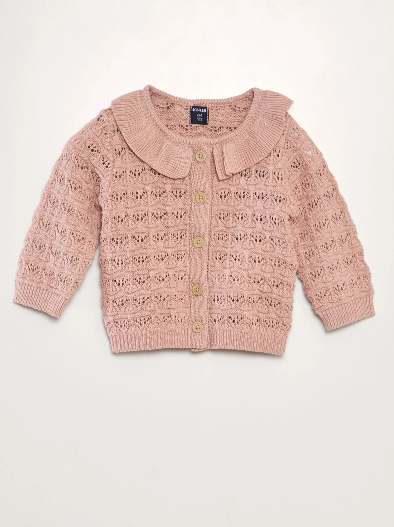Cardigan in maglia traforata - ROSA