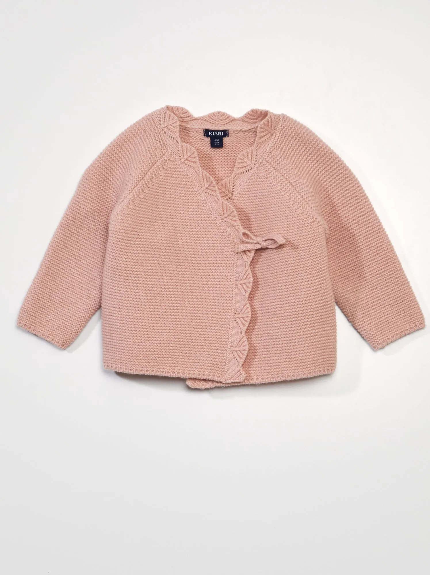 Cardigan incrociato in punto legaccio - ROSA