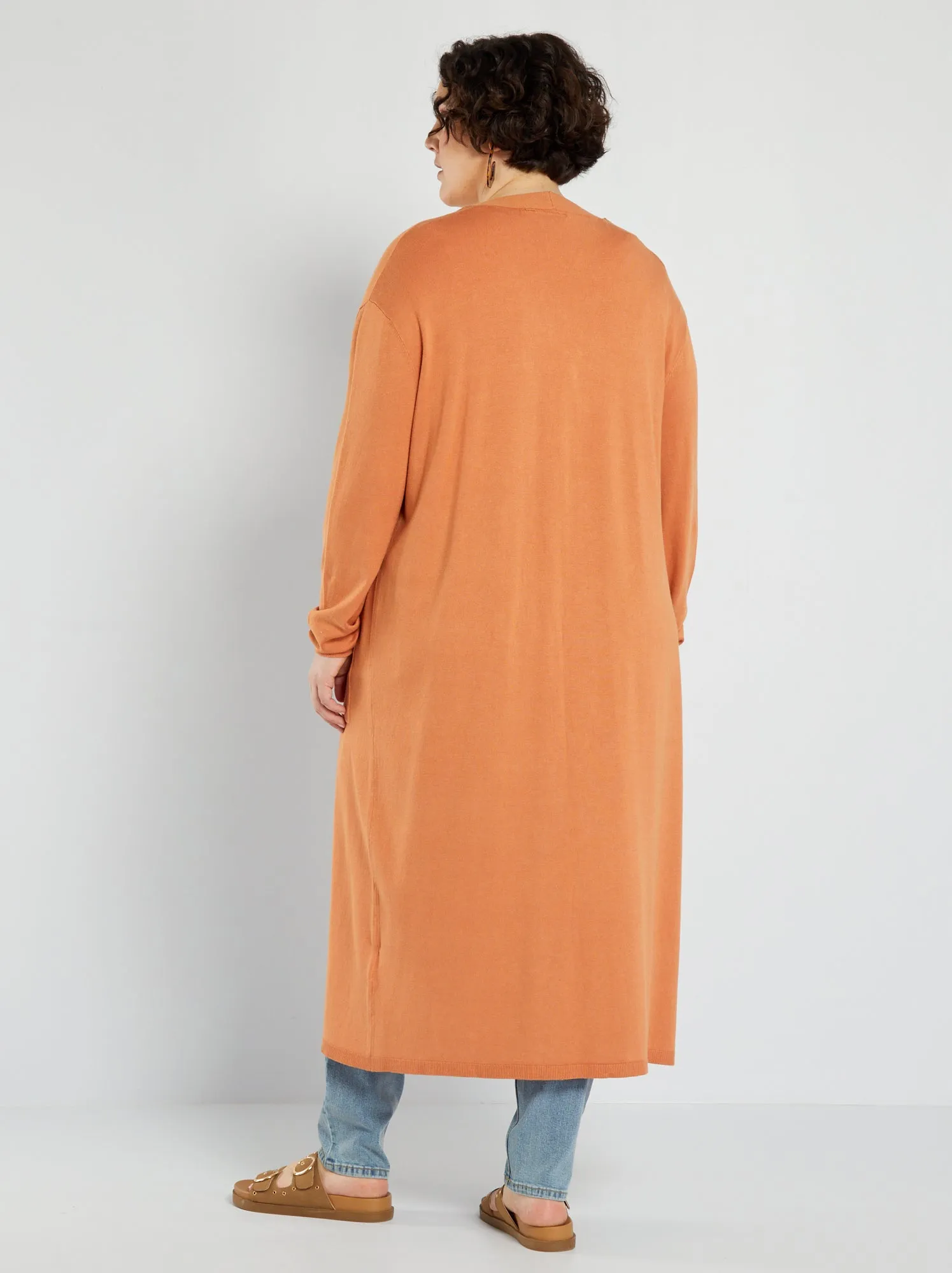 Cardigan lungo in maglia - MARRONE