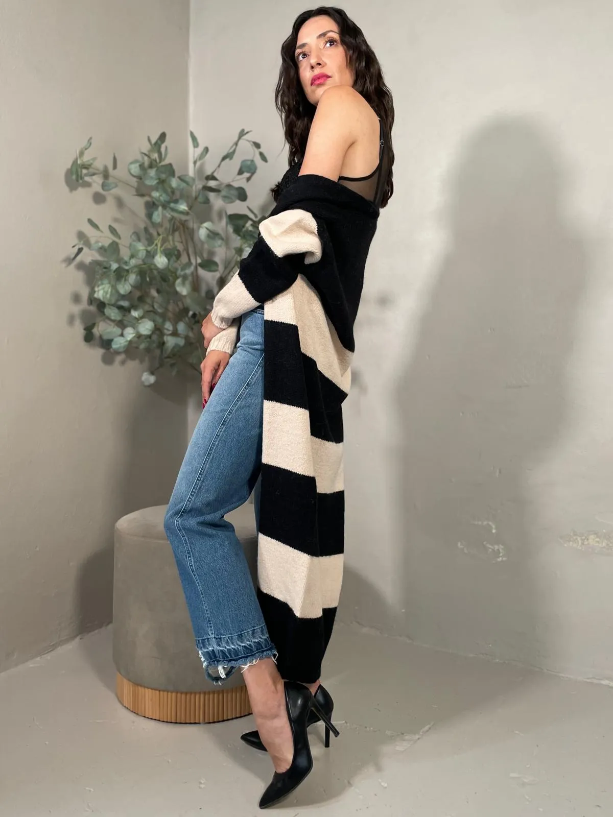 Cardigan Lungo Righe