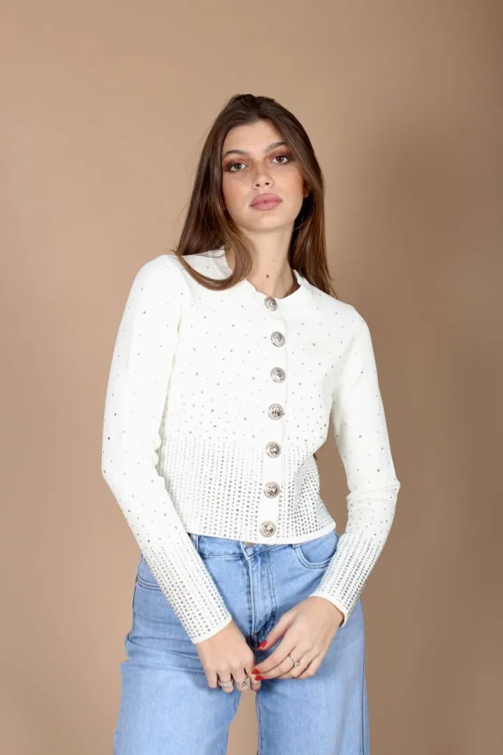 Cardigan Strass – Bianco