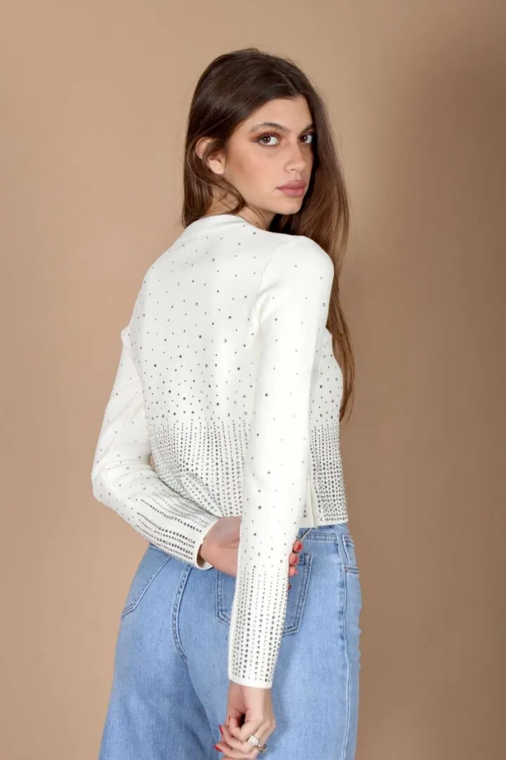 Cardigan Strass – Bianco