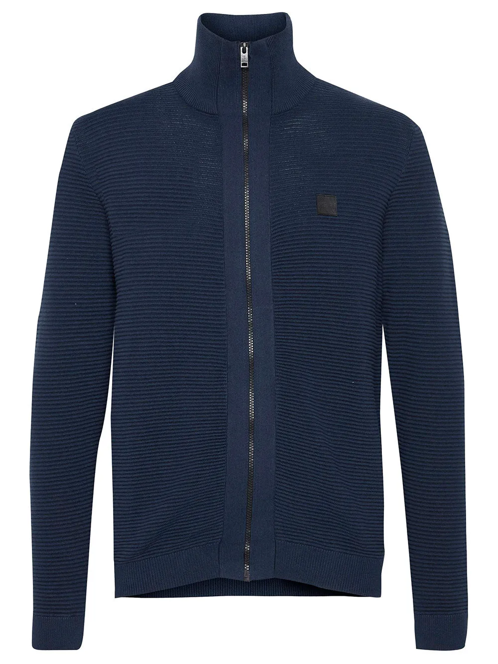 Cardigan uomo blu con zip davanti