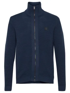 Cardigan uomo blu con zip davanti