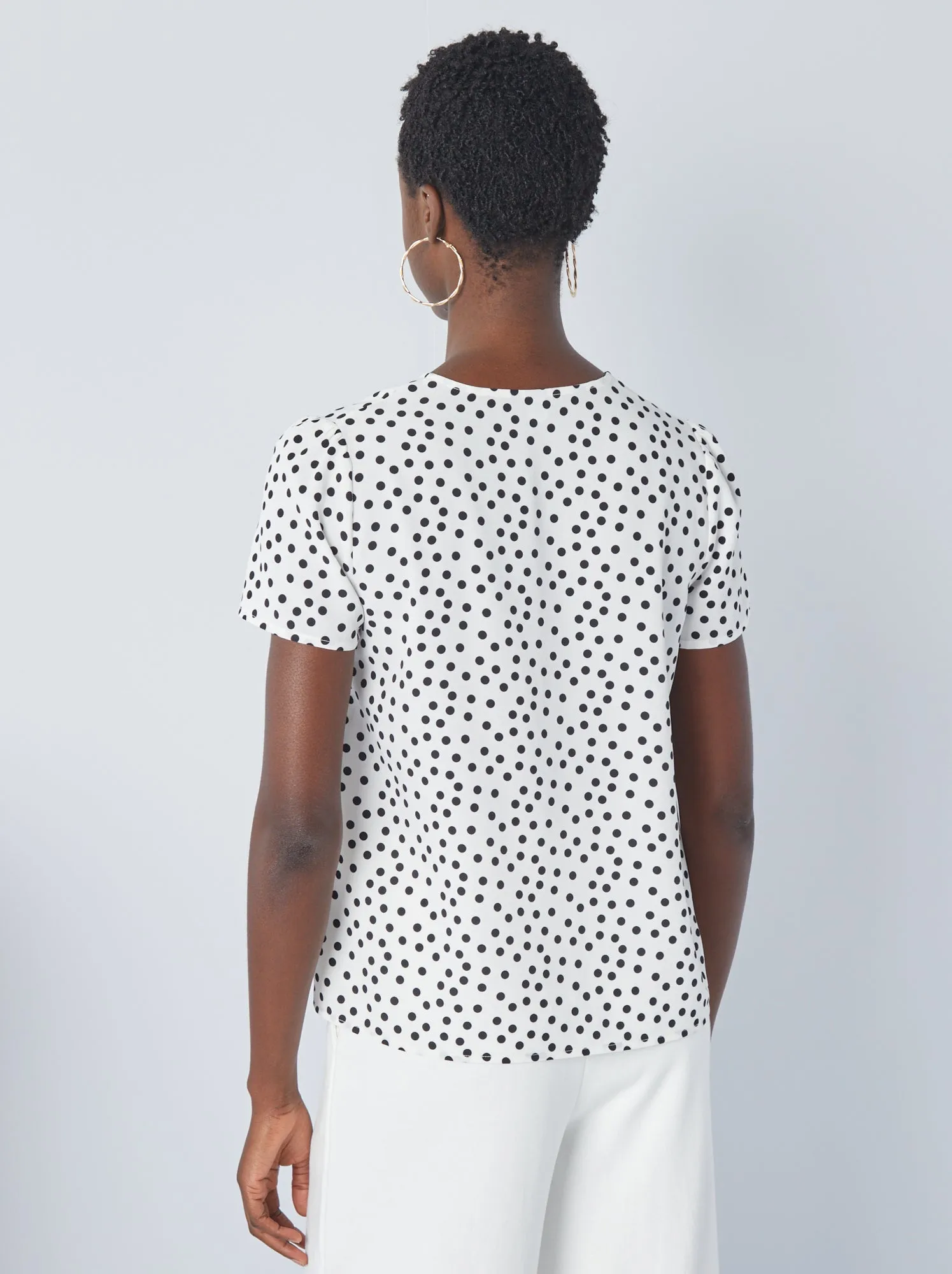 Chemisier in crêpe con stampa a pois - BIANCO