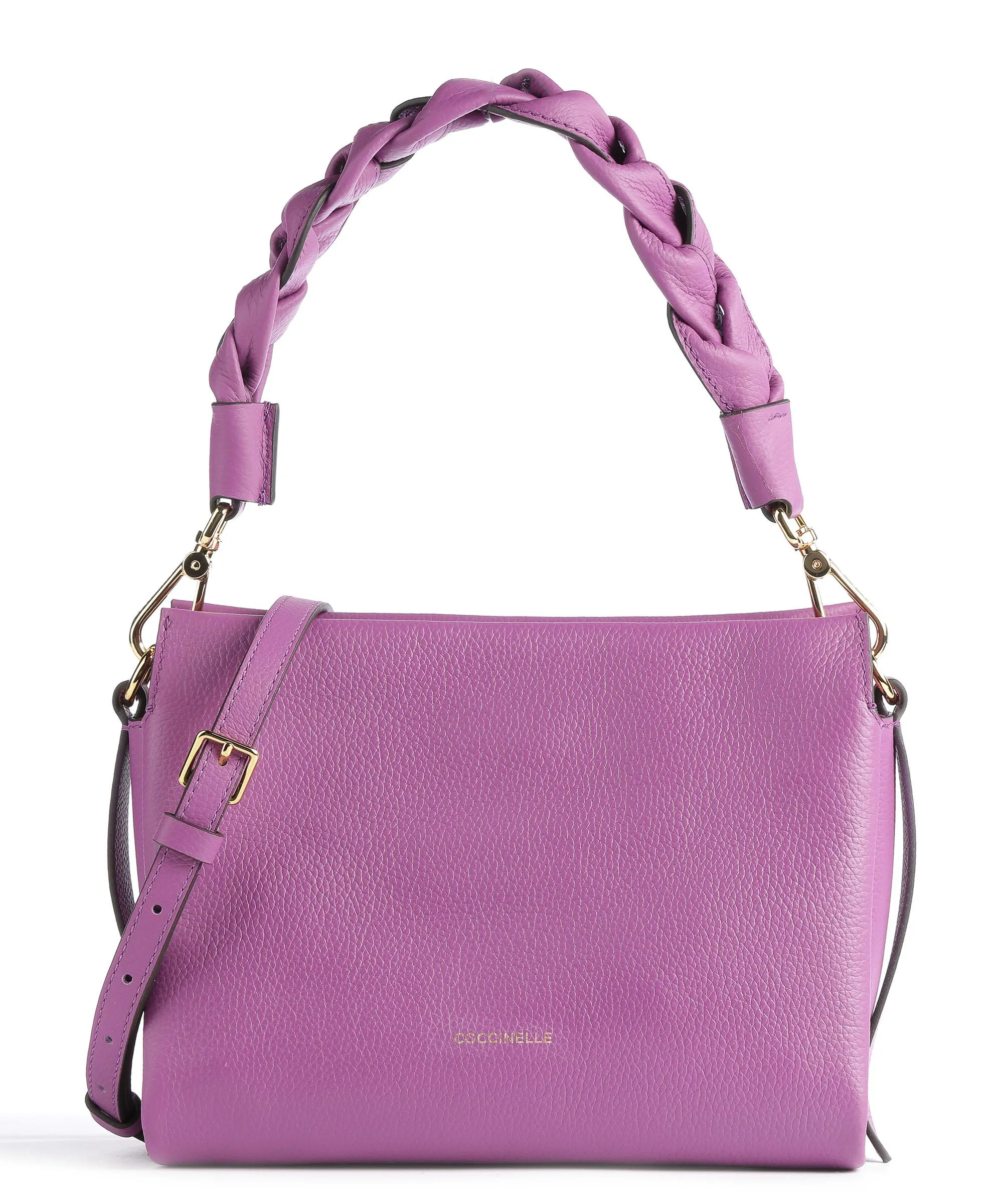  Coccinelle Boheme Grana Double Borsa a mano pelle granulata mora  