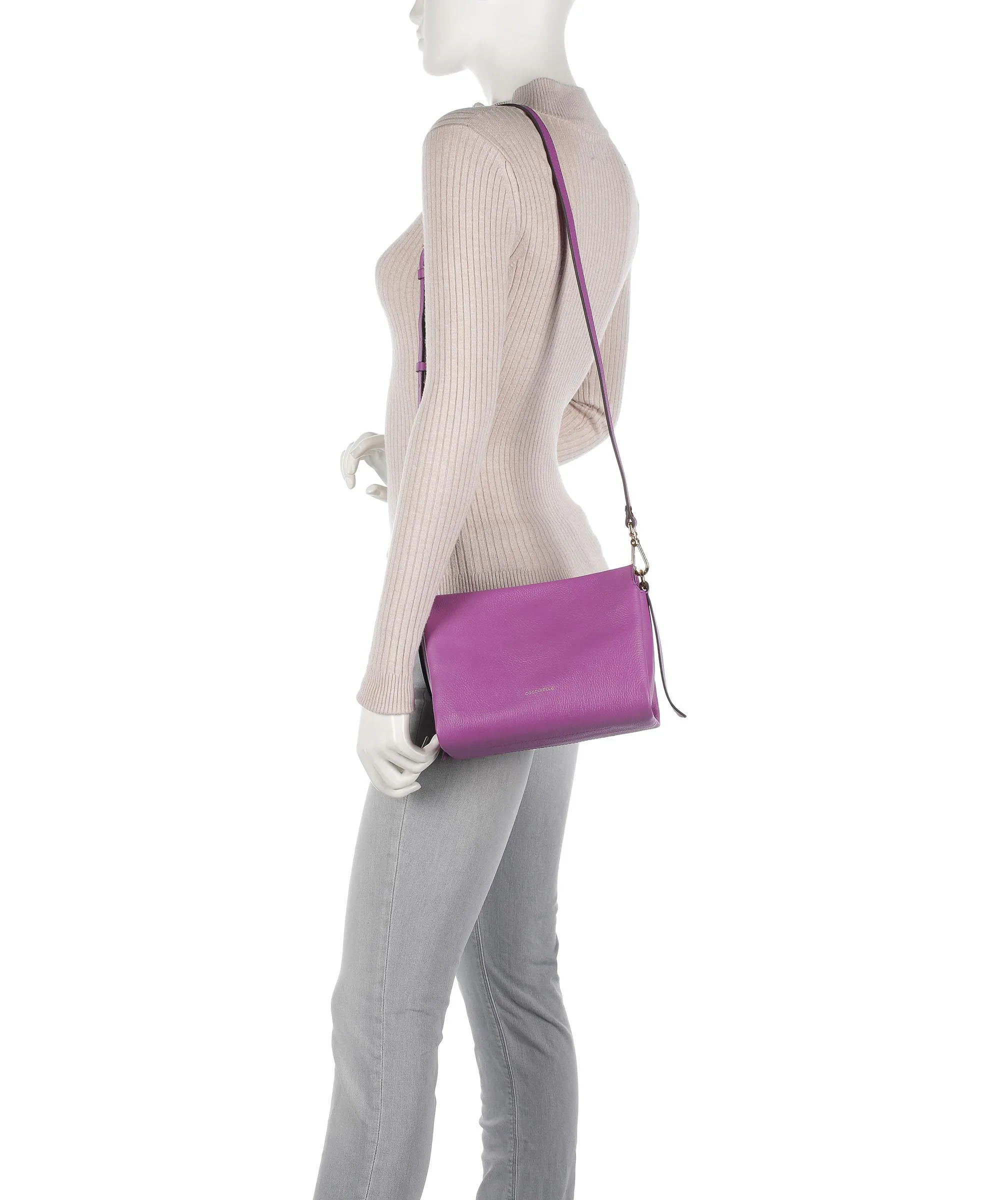  Coccinelle Boheme Grana Double Borsa a mano pelle granulata mora  