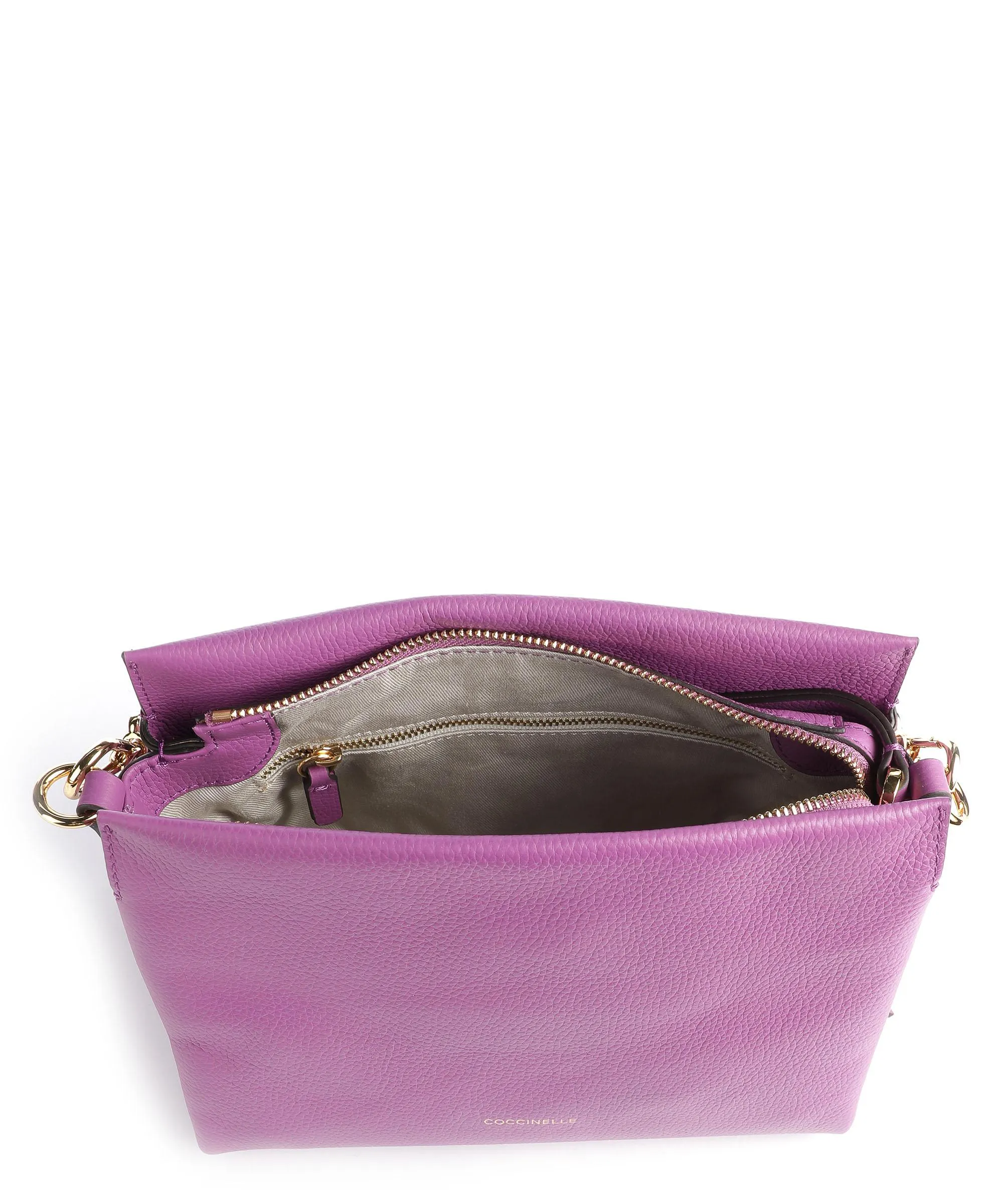  Coccinelle Boheme Grana Double Borsa a mano pelle granulata mora  