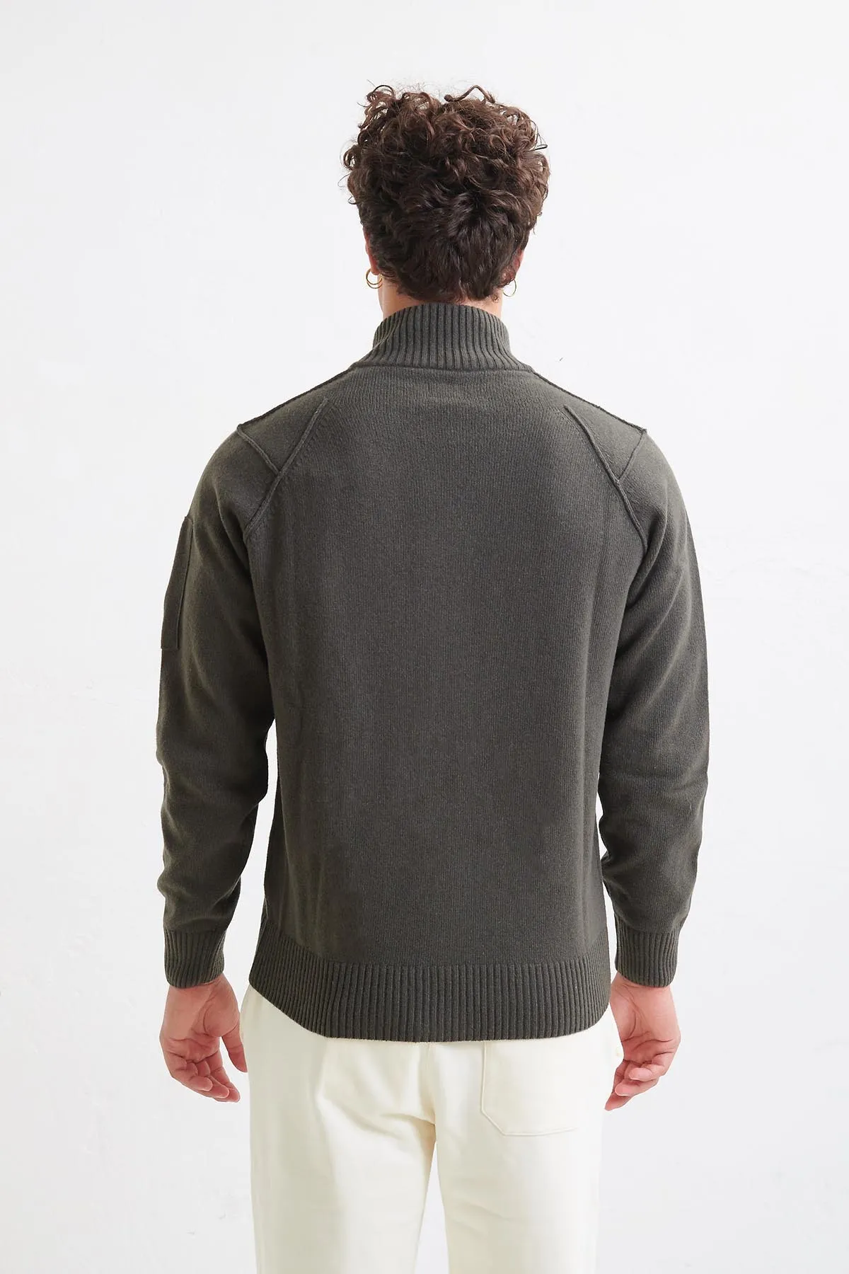 C.P.COMPANY Cardigan in lana con full  zip, militare