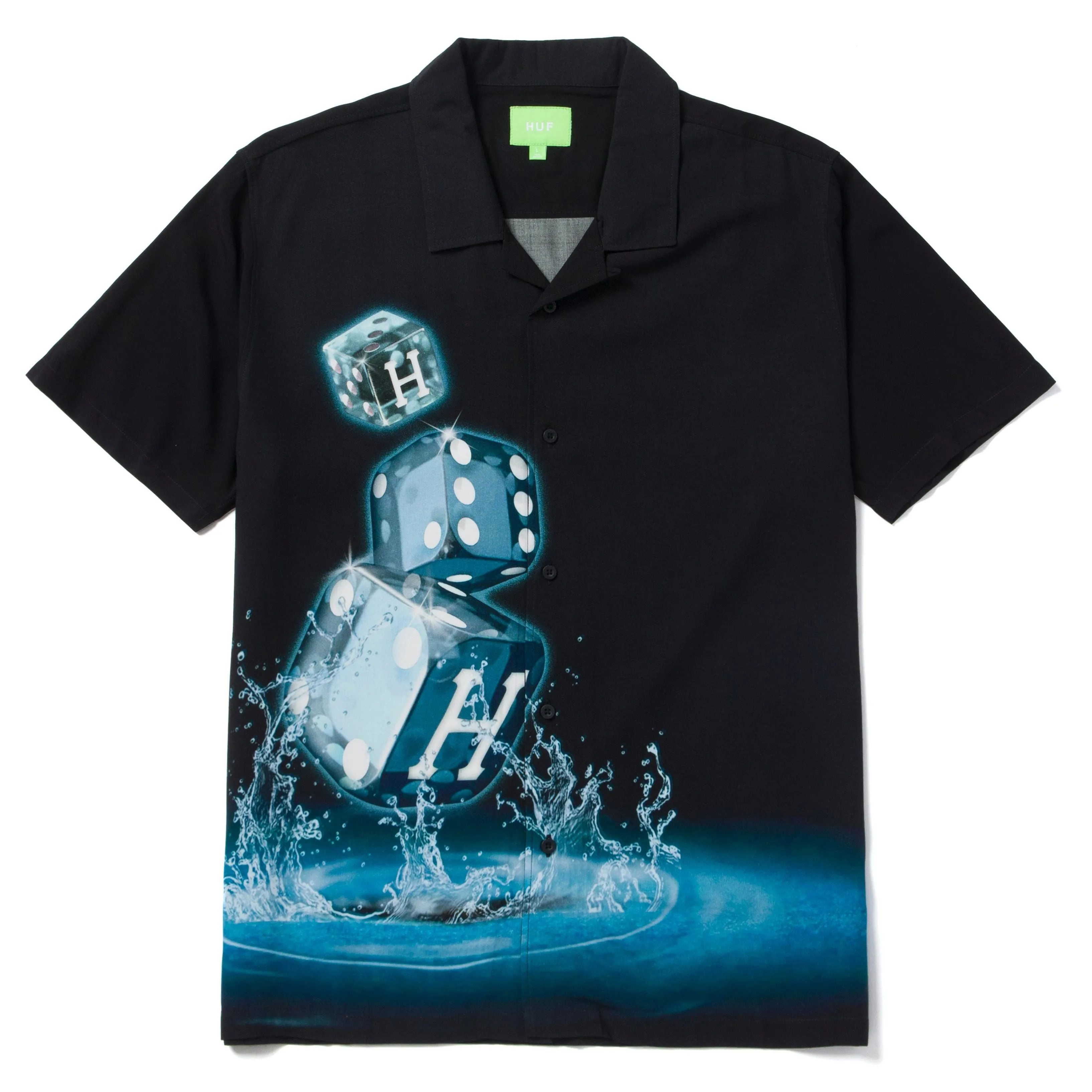 DICE S/S WOVEN TOP - BLACK