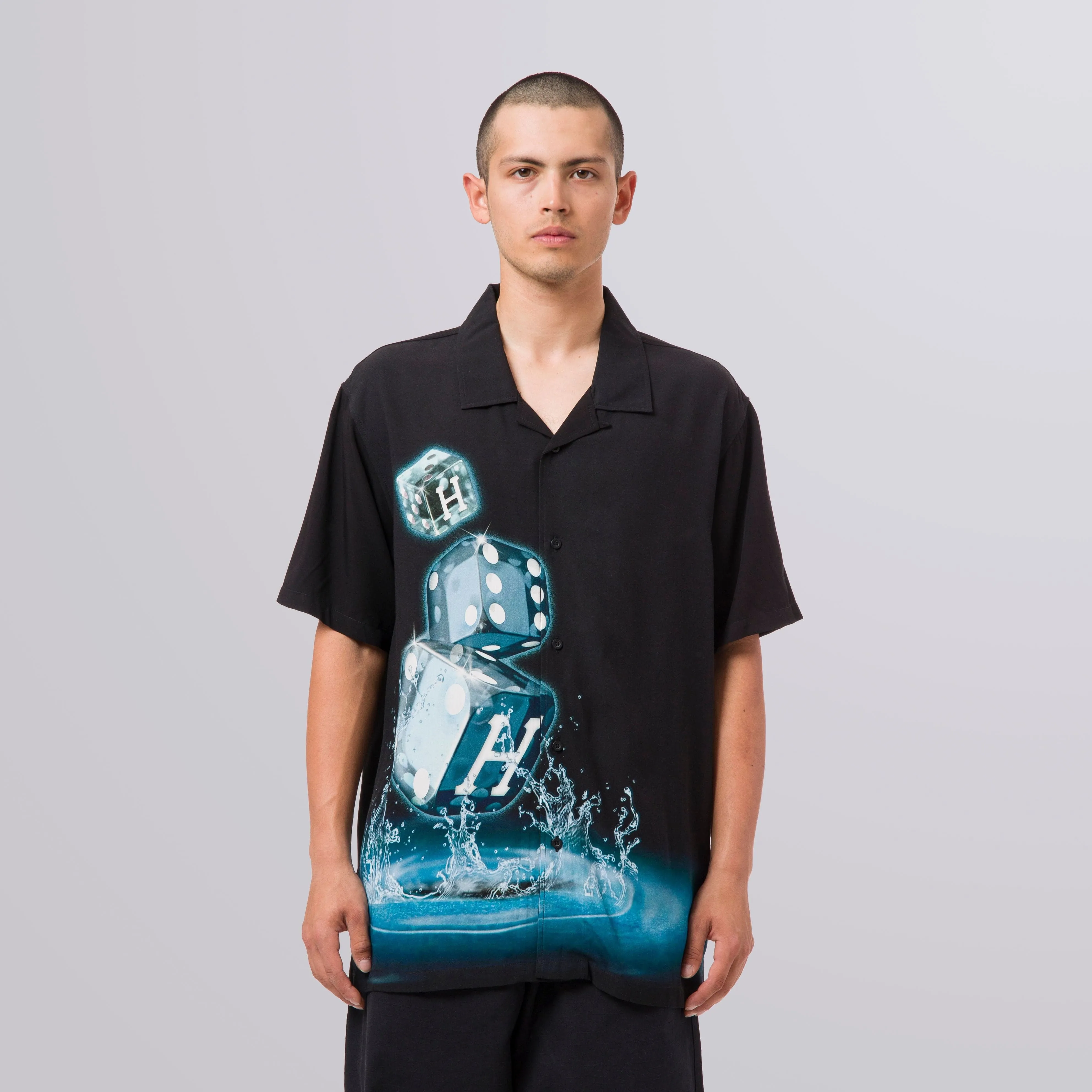 DICE S/S WOVEN TOP - BLACK