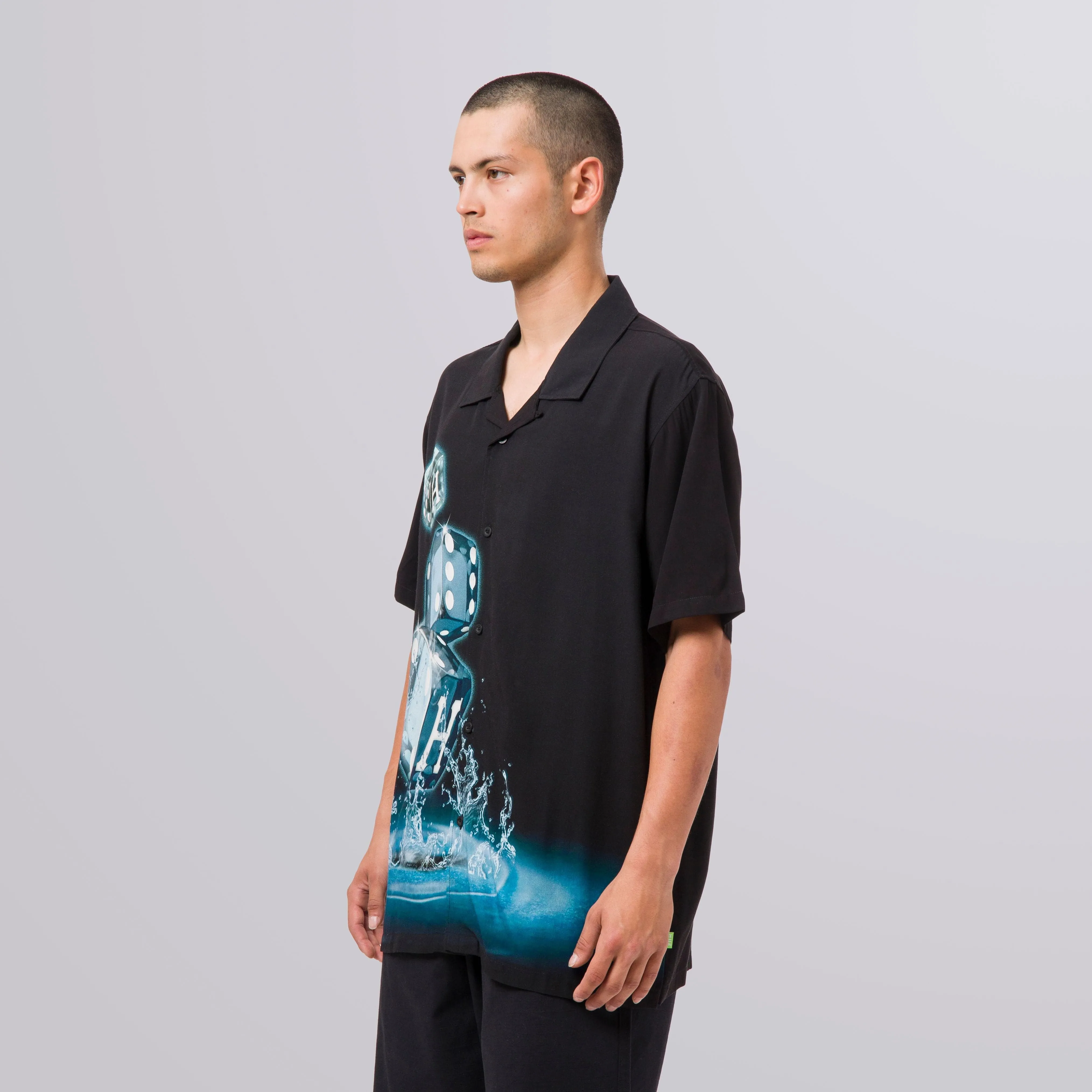 DICE S/S WOVEN TOP - BLACK