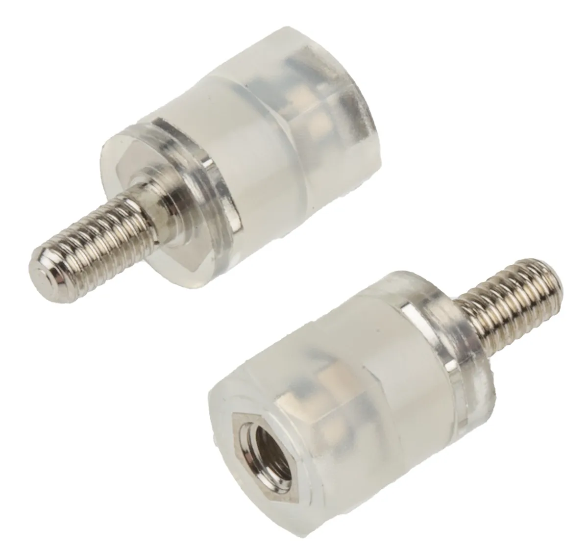 Distanziale filettato Esagonale Maschio/Femmina, in Nylon Liscio, L. 9mm, M3 x M3, Ø est 7mm