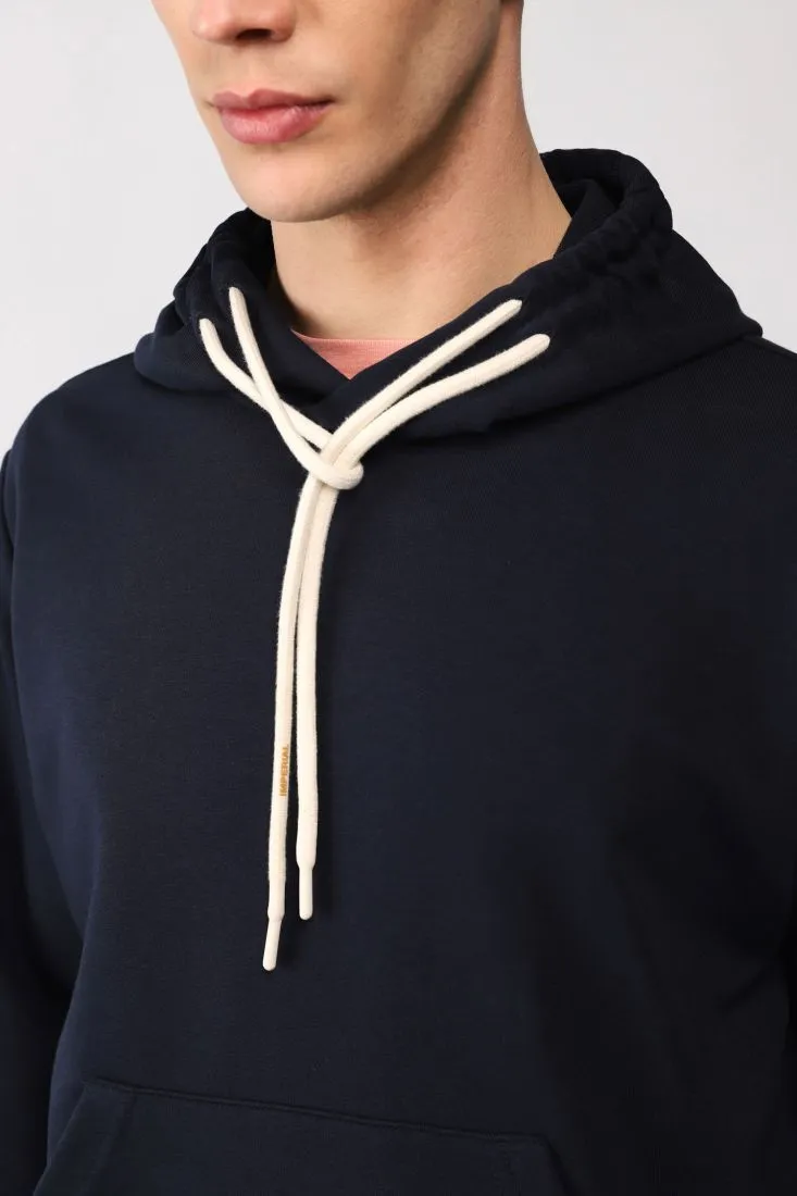 Felpa monocolour con cappuccio e doppia coulisse