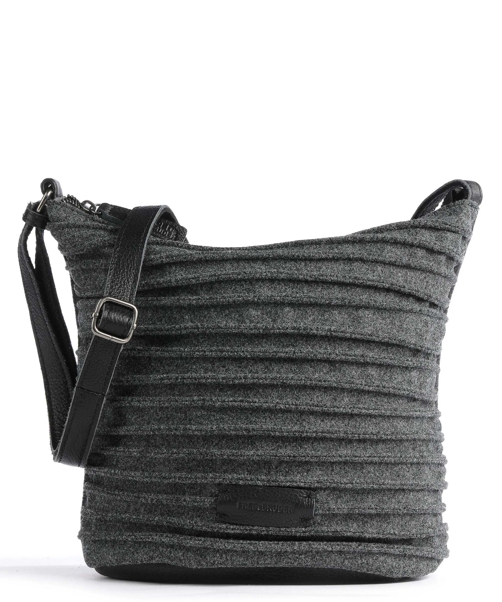  FredsBruder Felt Riffelinchen Borsa a tracolla cotone, pelle granulata nero/grigio  