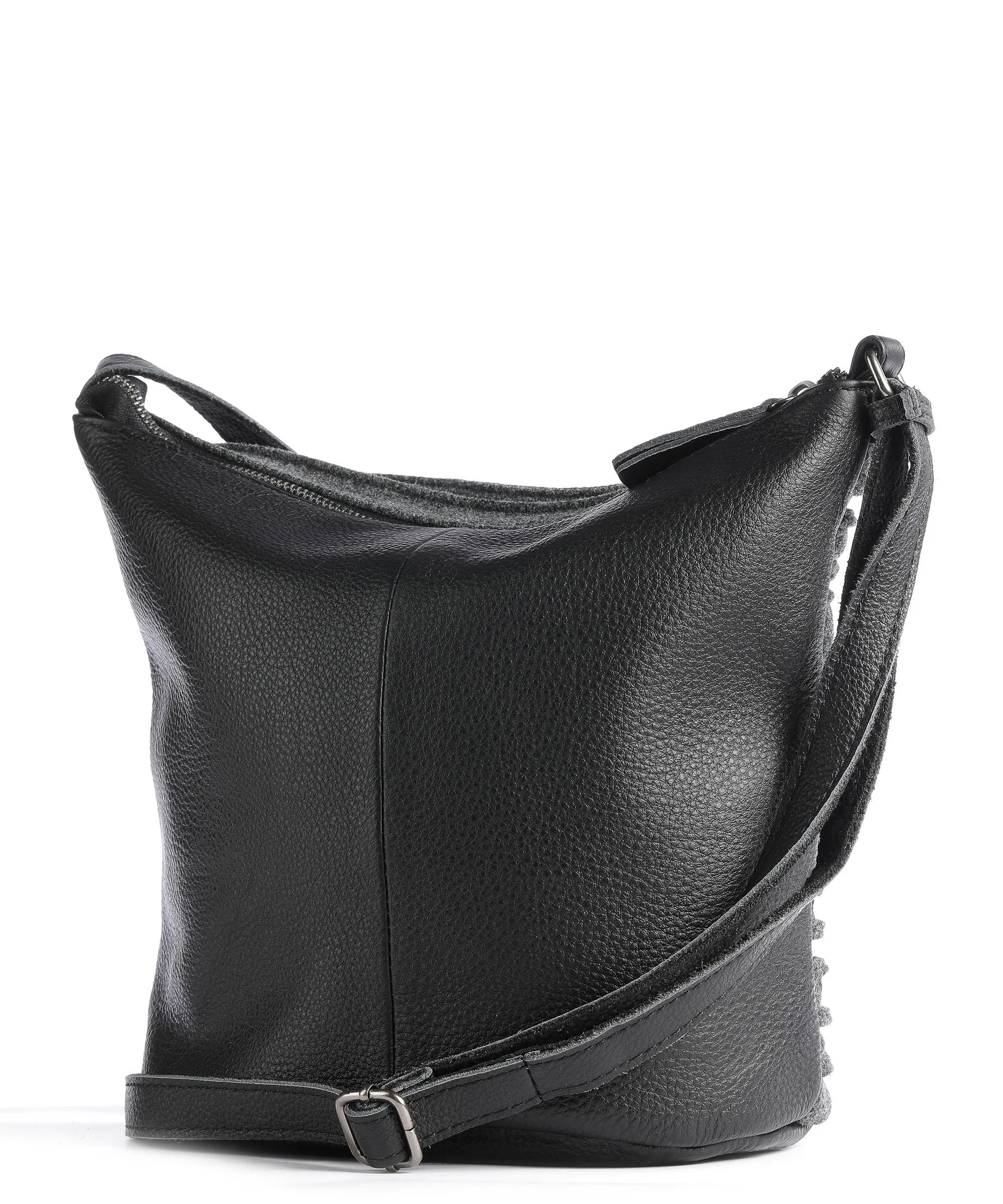  FredsBruder Felt Riffelinchen Borsa a tracolla cotone, pelle granulata nero/grigio  