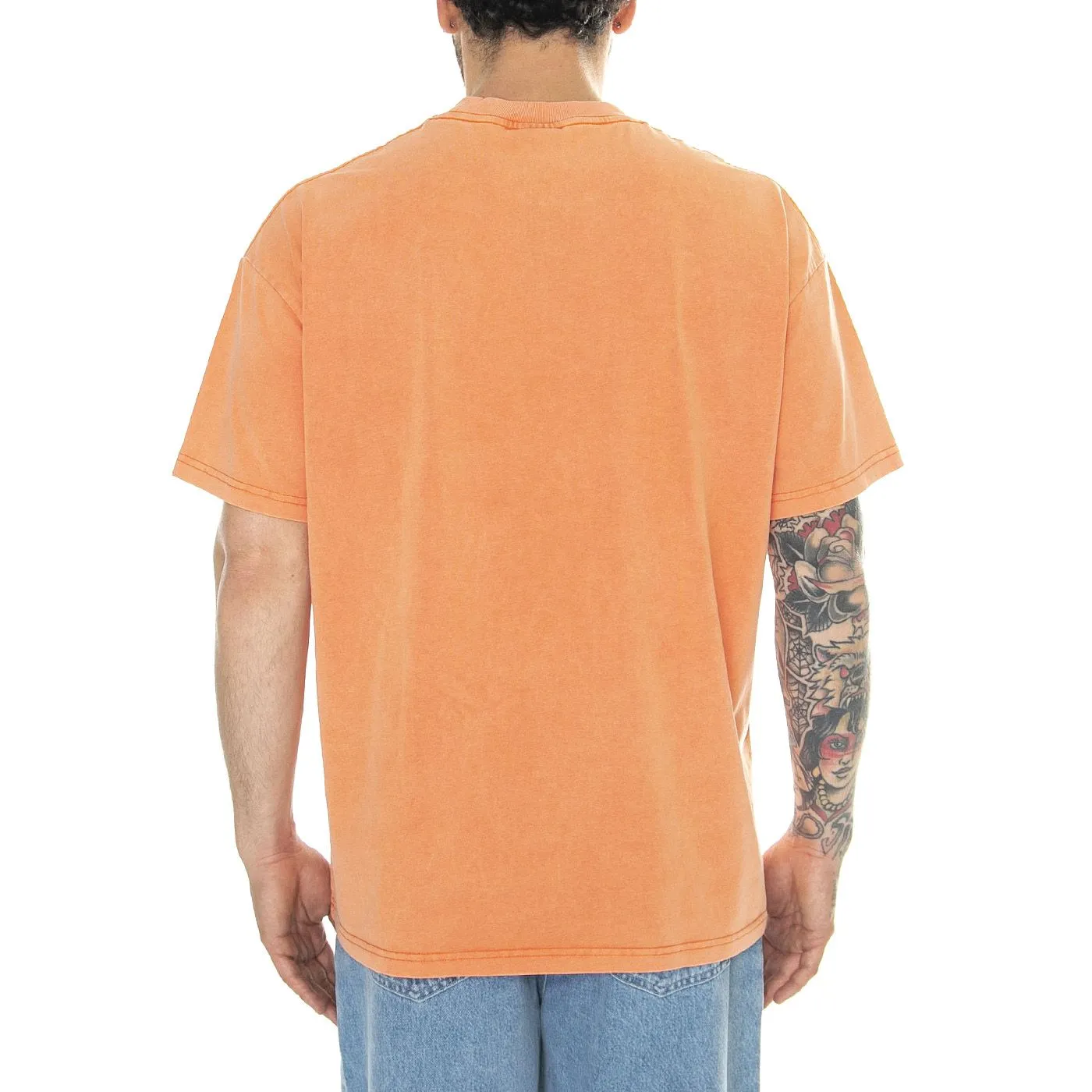 FUNKY Surface Tee Washed Coral - Maglietta Girocollo Uomo Arancione    