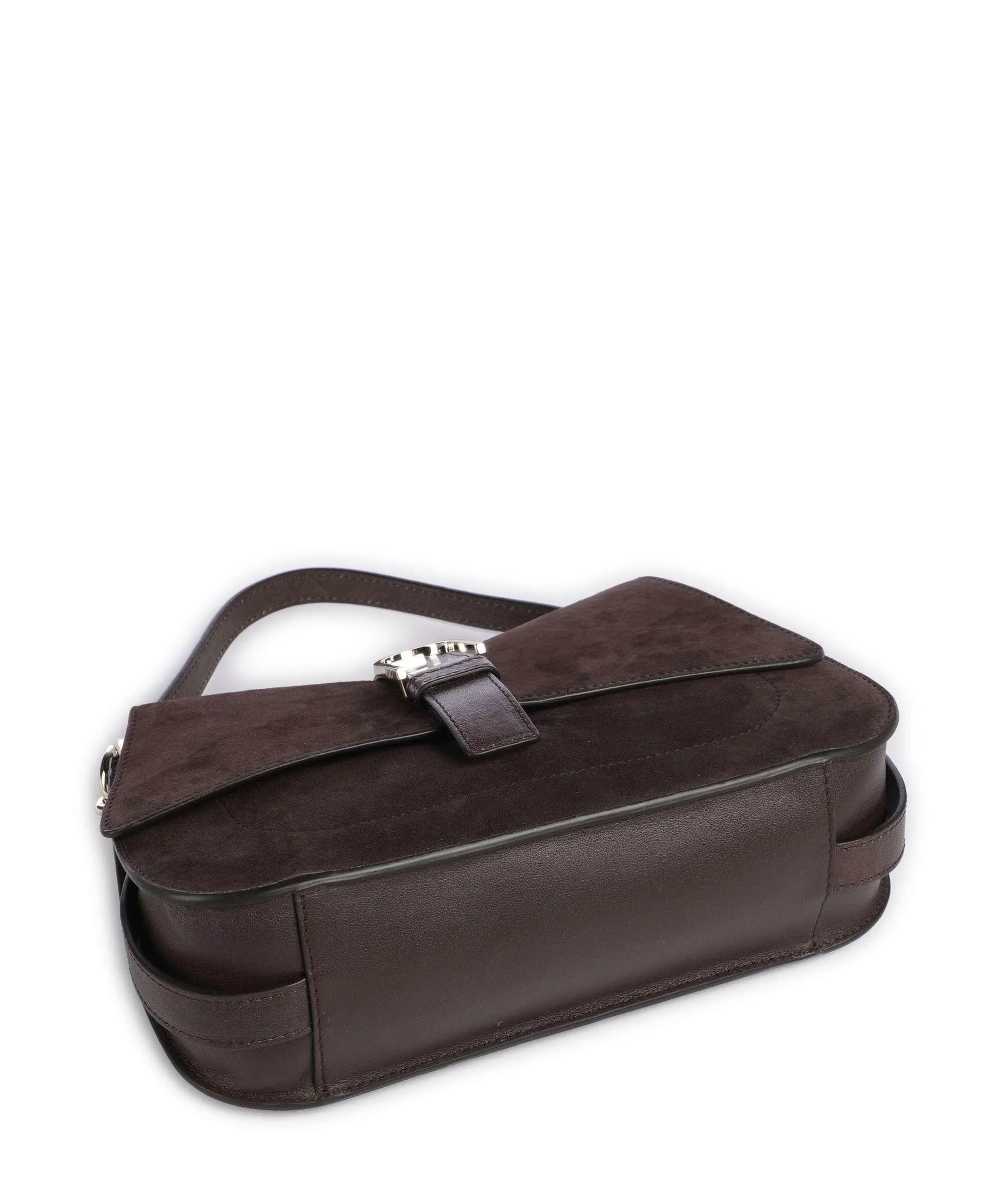  Furla Flow M Borsa a tracolla pelle ruvida, pelle a grana fine marrone scuro  