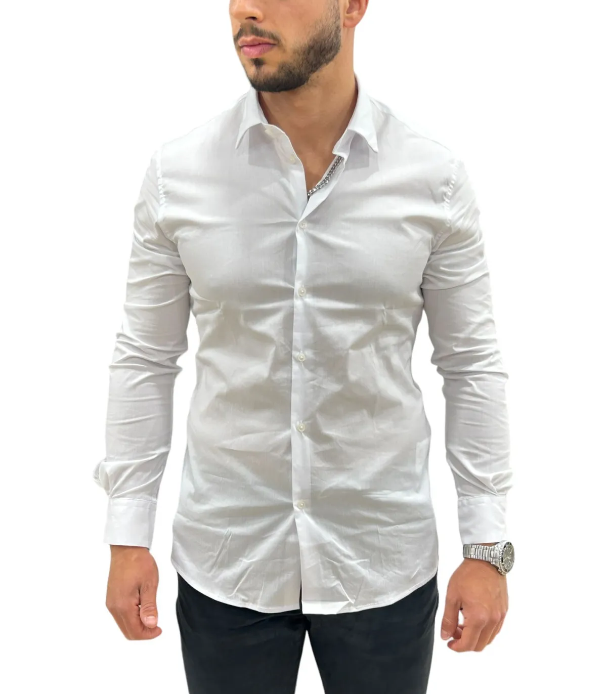 Gaudi Uomo Camicia Manica lunga Collo Francese Slim