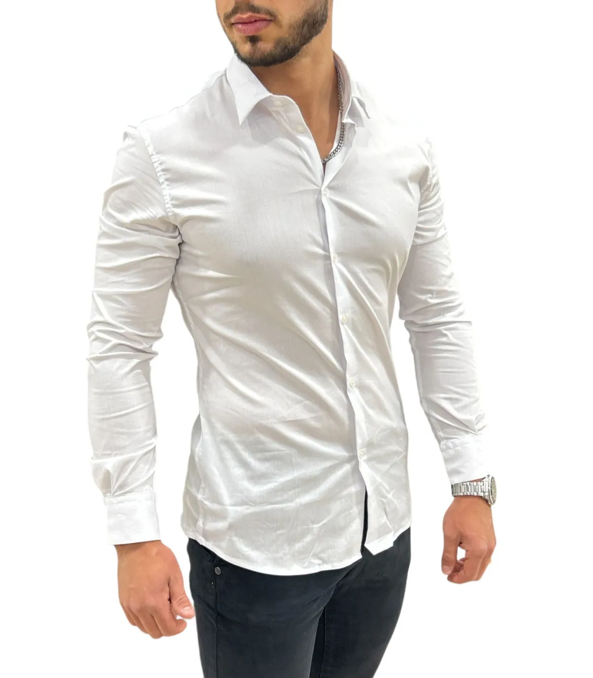 Gaudi Uomo Camicia Manica lunga Collo Francese Slim