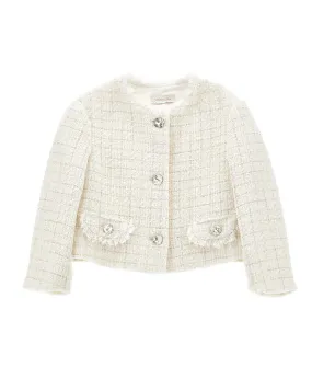 Giacca bouclé color panna con lurex e bottoni gioiello 14 anni