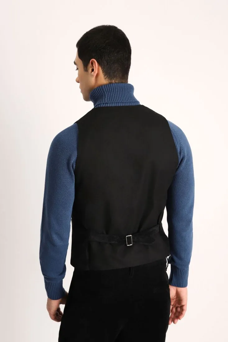 Gilet a coste con bottoni dettaglio e martingala