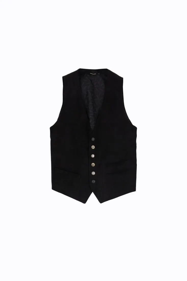 Gilet a coste con bottoni dettaglio e martingala