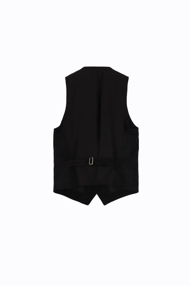 Gilet a coste con bottoni dettaglio e martingala