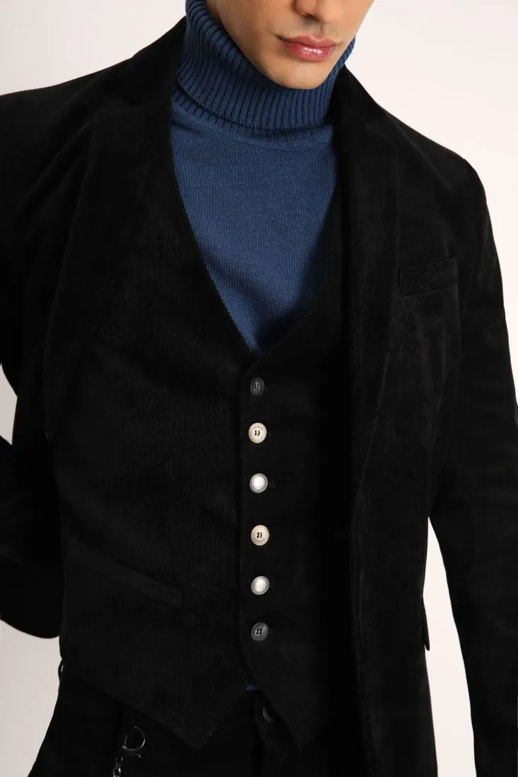 Gilet a coste con bottoni dettaglio e martingala
