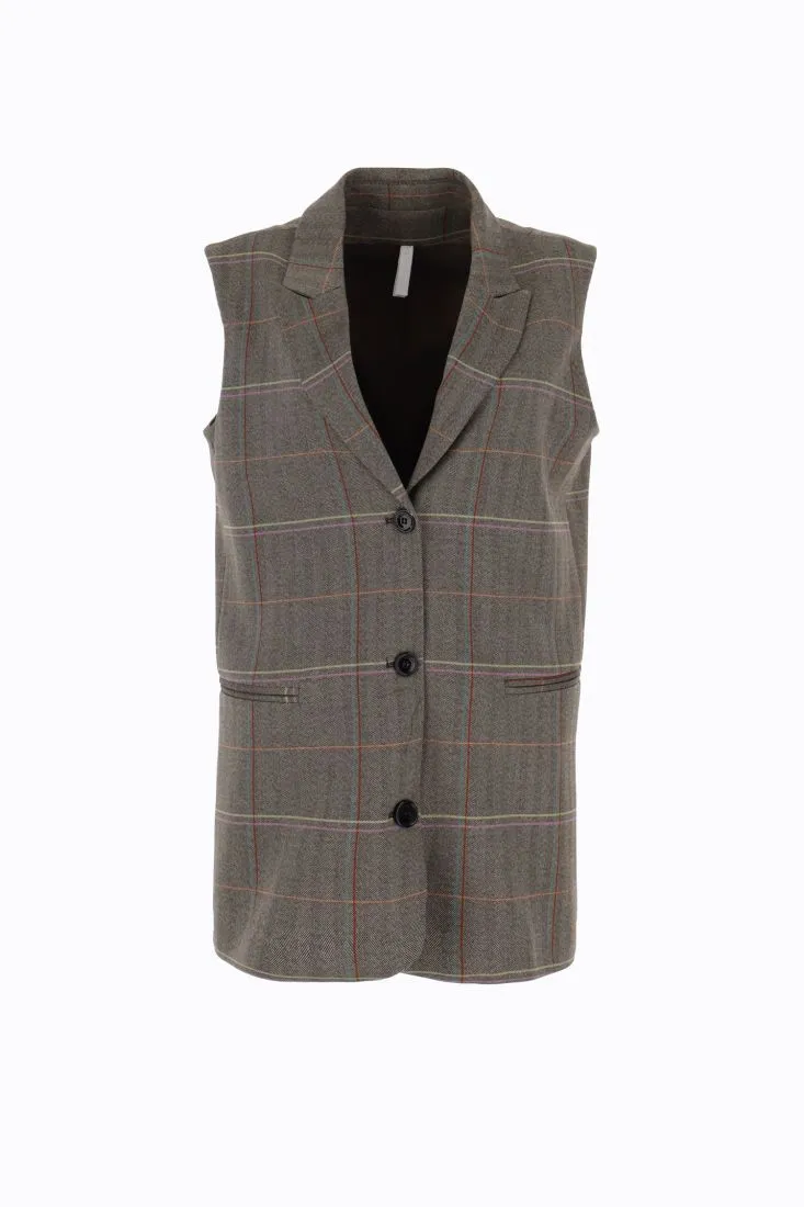 Gilet a quadri con rever a lancia