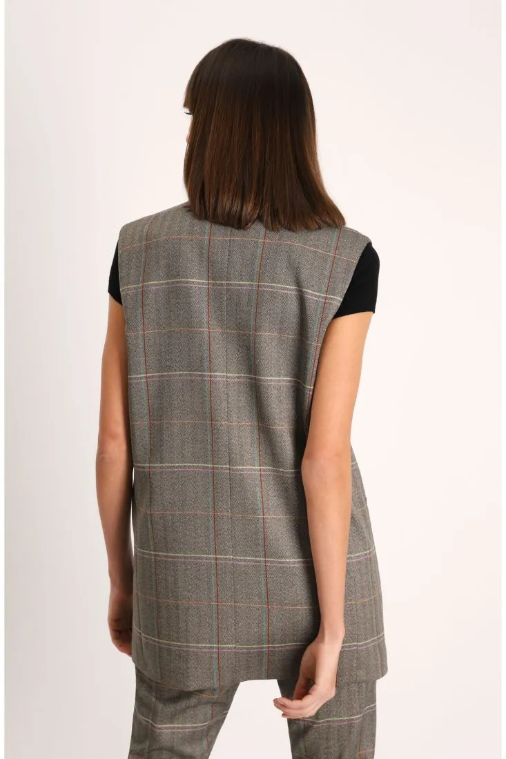 Gilet a quadri con rever a lancia
