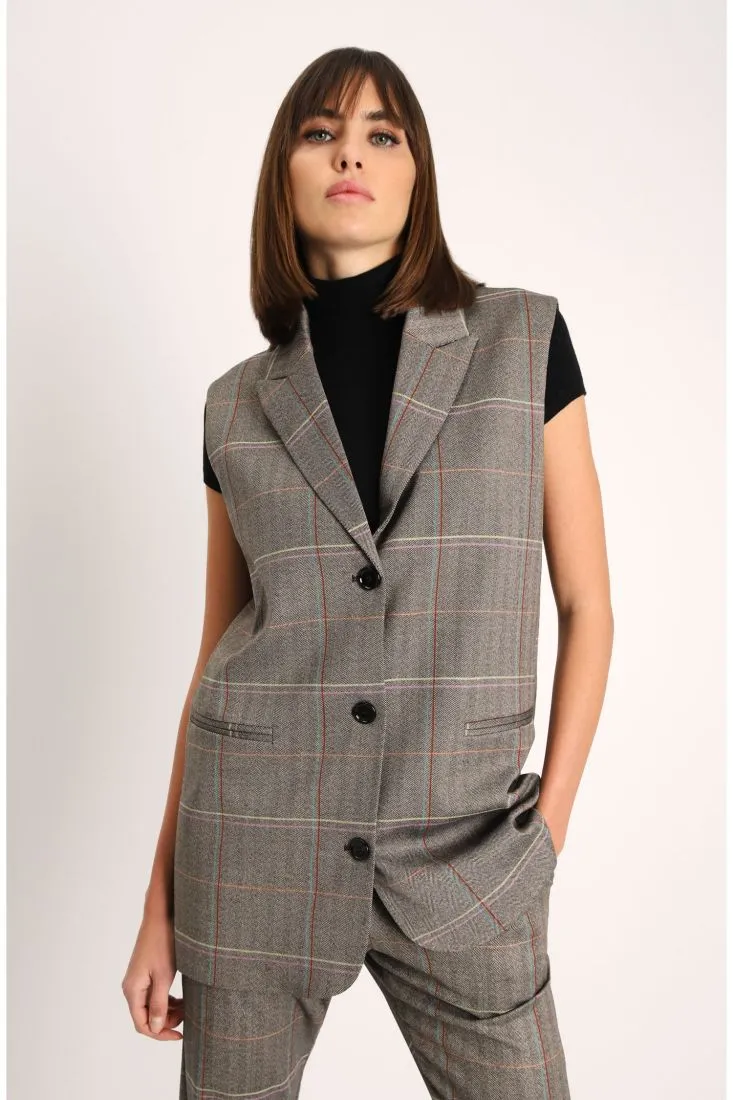Gilet a quadri con rever a lancia