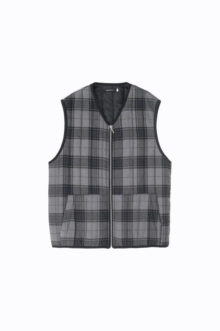 Gilet a quadri con zip e tasche oblique