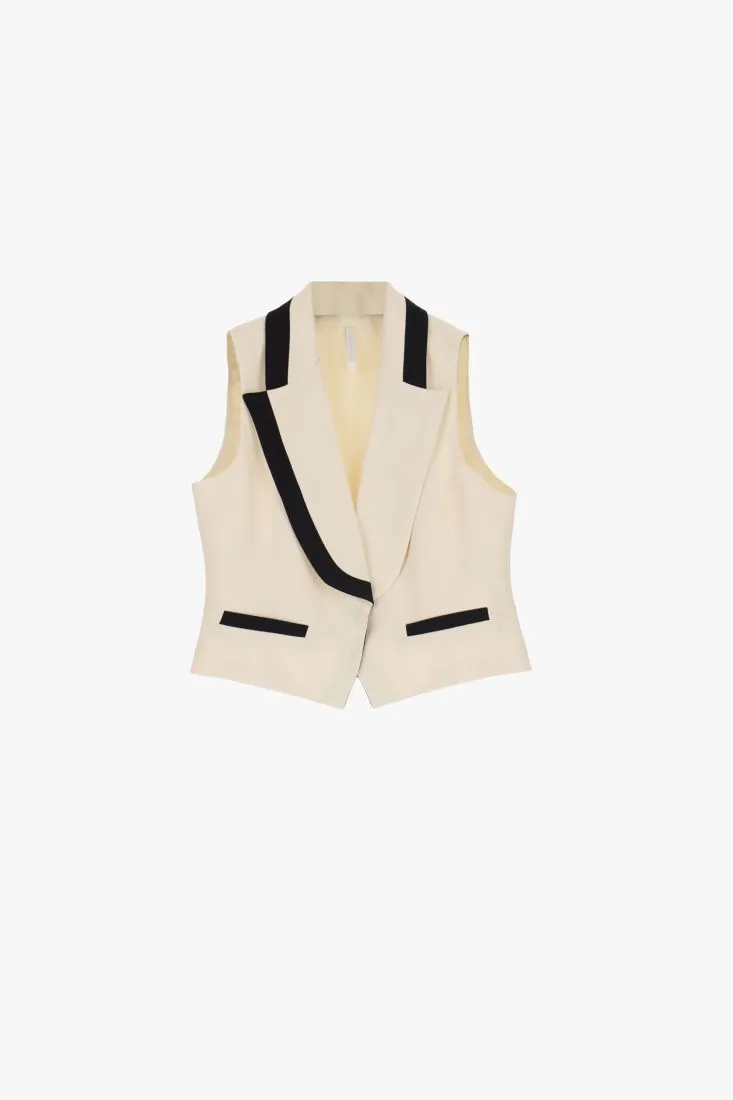 Gilet bicolor con revers a lancia