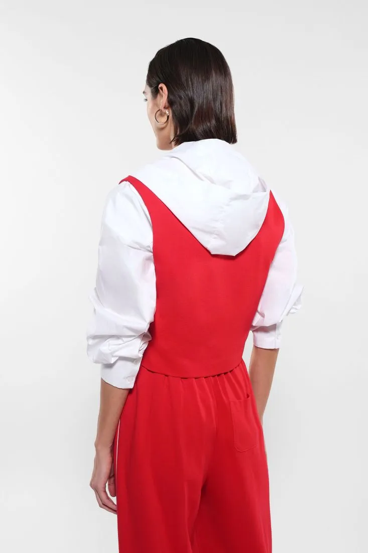 Gilet con taschini applicati e bande laterali a contrasto