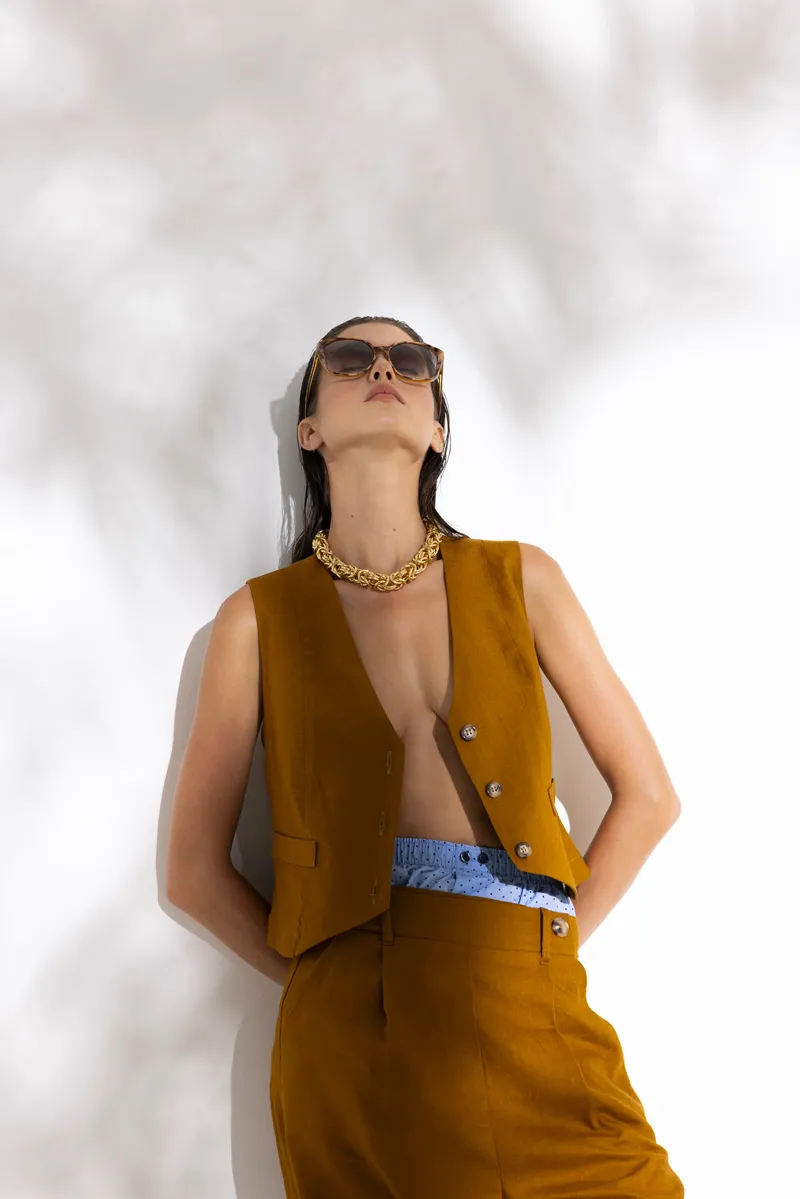 Gilet donna lino VERINO noce