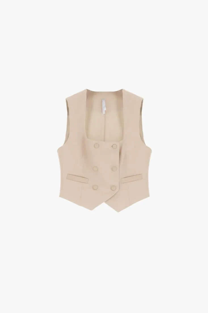 Gilet doppiopetto con scollo squadrato
