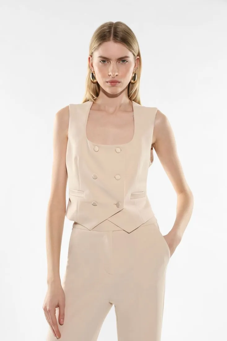 Gilet doppiopetto con scollo squadrato
