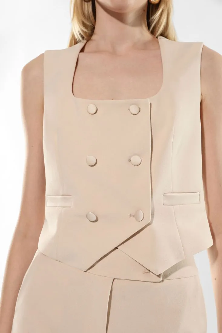 Gilet doppiopetto con scollo squadrato