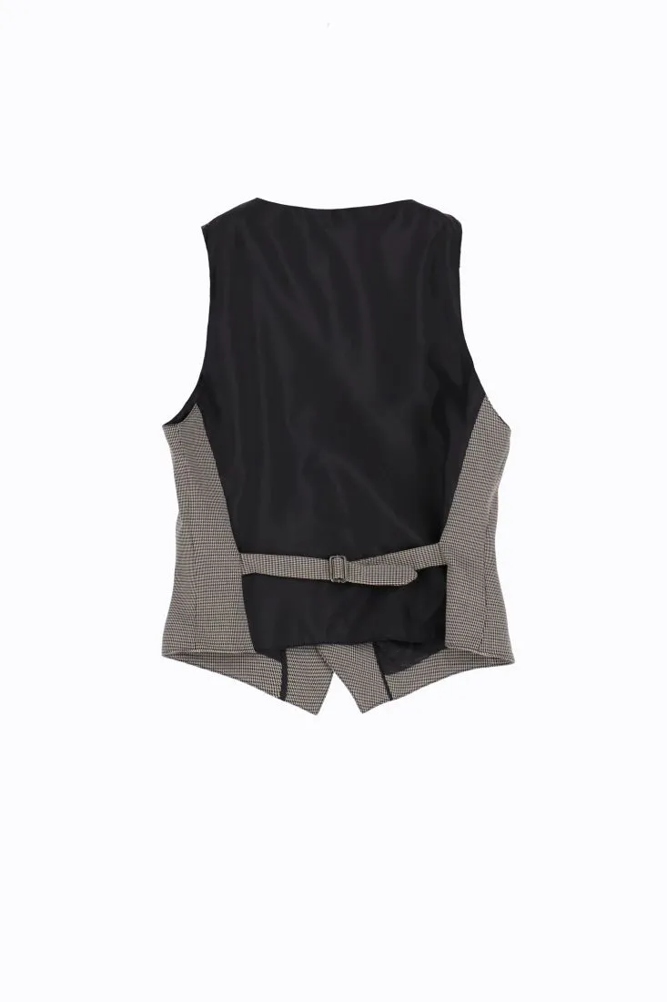 Gilet fantasia pied-de-poule con abbottonatura