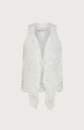 Gilet interamente ricamato macramè