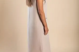 Gilet lungo elegante con bottone, beige