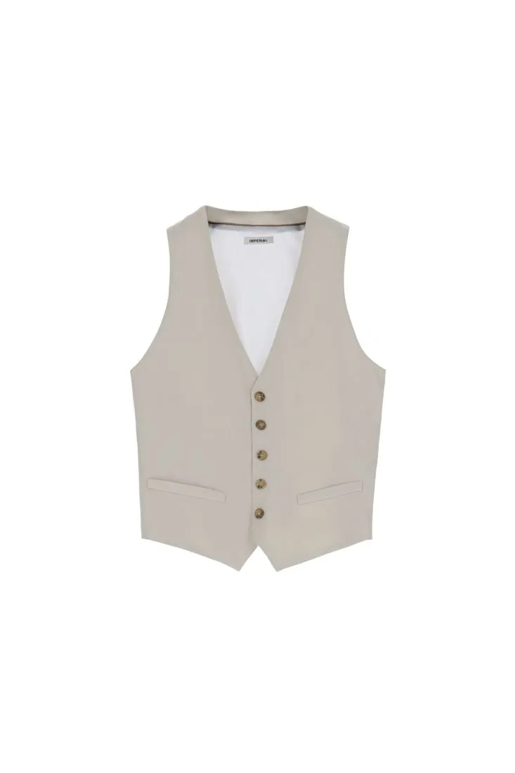 Gilet monocolour con bottoni e martingala