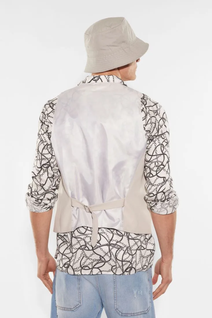 Gilet monocolour con bottoni e martingala